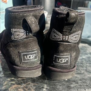 UGG Black Boots with Sparkling Bow
